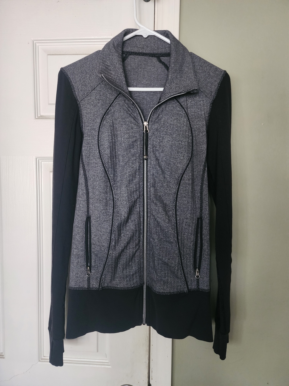 lululemon athletica Gray Heather and Black Zip-Up Utility Jacket